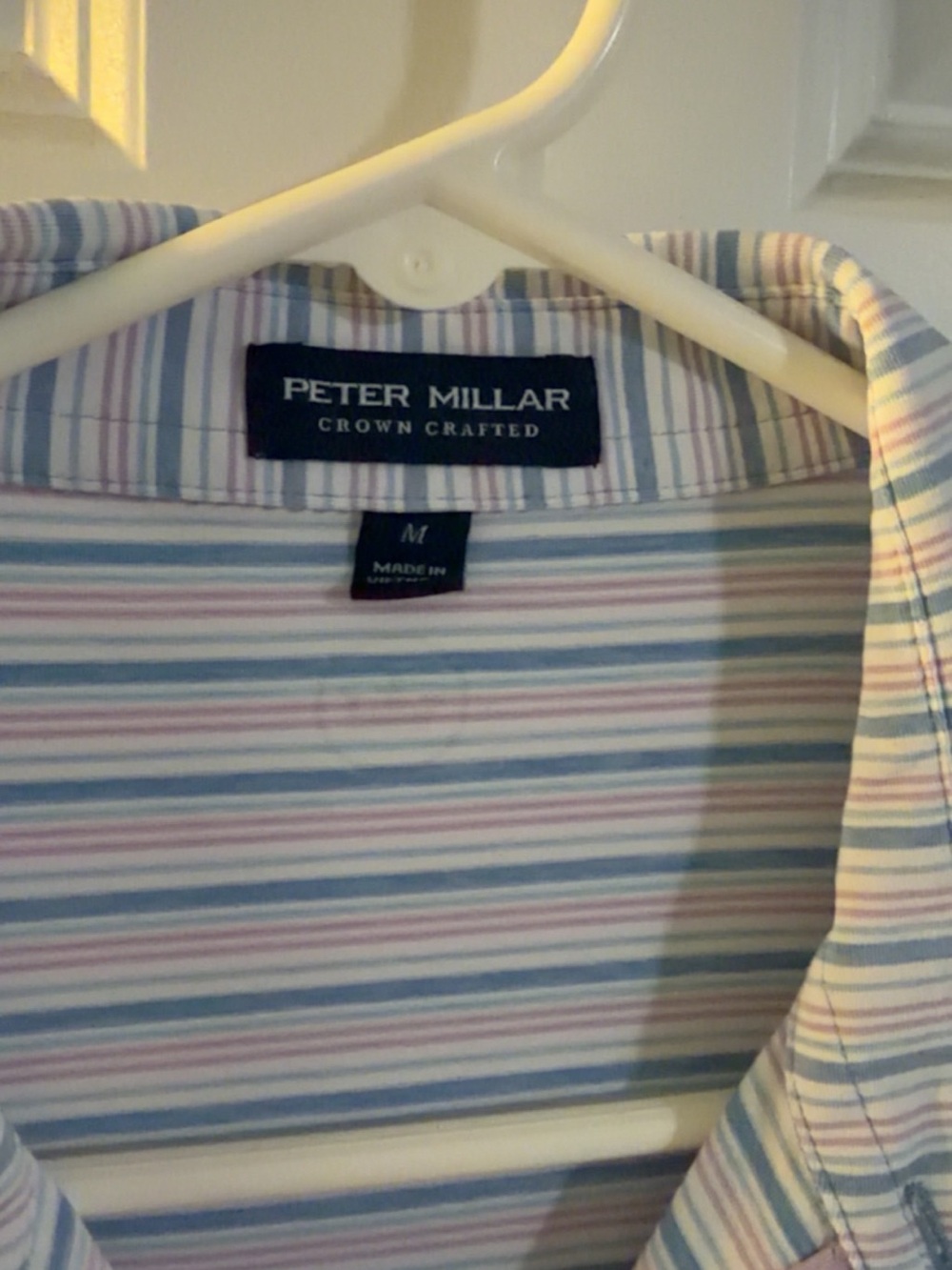 Peter Millar Blue and Pink Striped Performance Polo - Picture 2 of 3